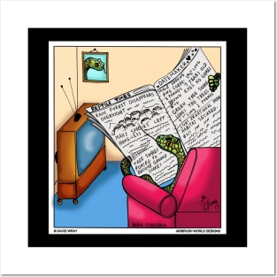 Snake Reading The Newspaper Funny Reptile Novelty Gift Posters and Art